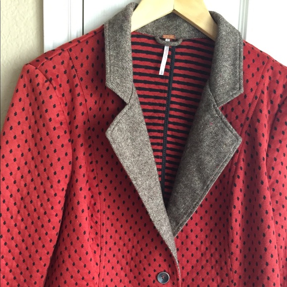 Free People Diamond Textured Knit Polka Dot Blazer - Picture 2 of 5